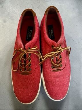 Polo Ralph Lauren Men’s 10.5 Boat Shoes Loafers Casual Red Suede/Leather Lace